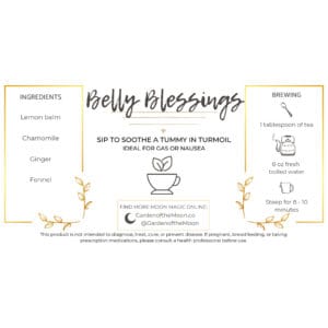 Belly blessings tea label
