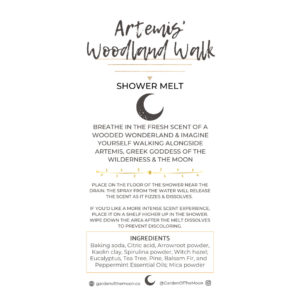 Artemis' Woodland Walk Showermelt label