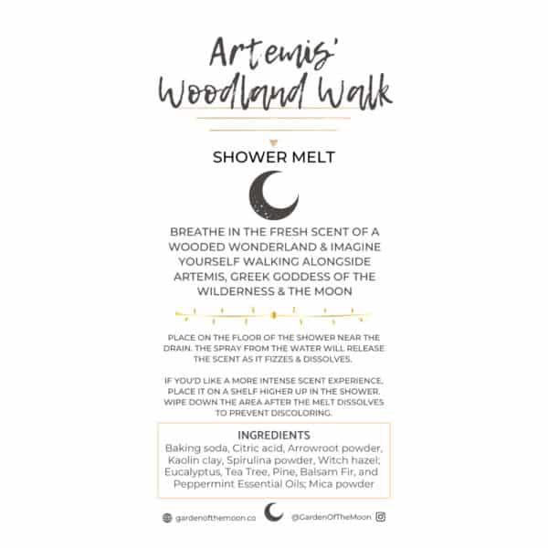 Artemis' Woodland Walk Showermelt label